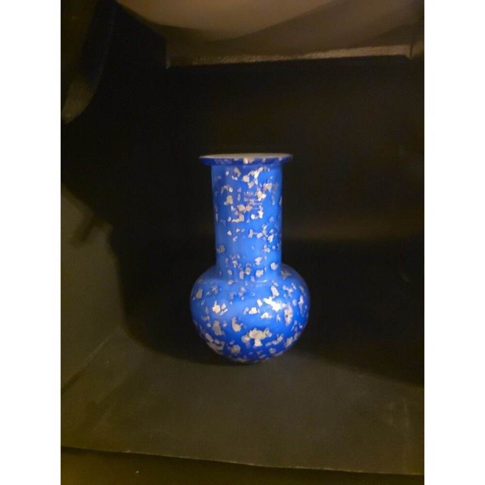 Mikasa Bright Blue Cobalt Vase Silver flecks